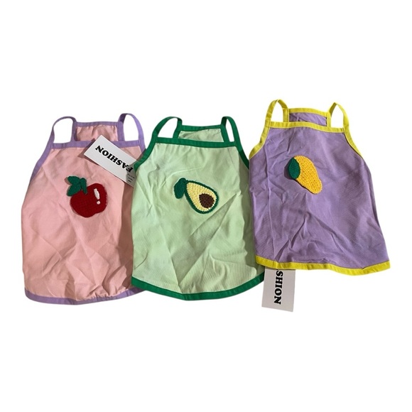 None Other - Dog Pink Shirts Three Pack with Playful Fruit Designs